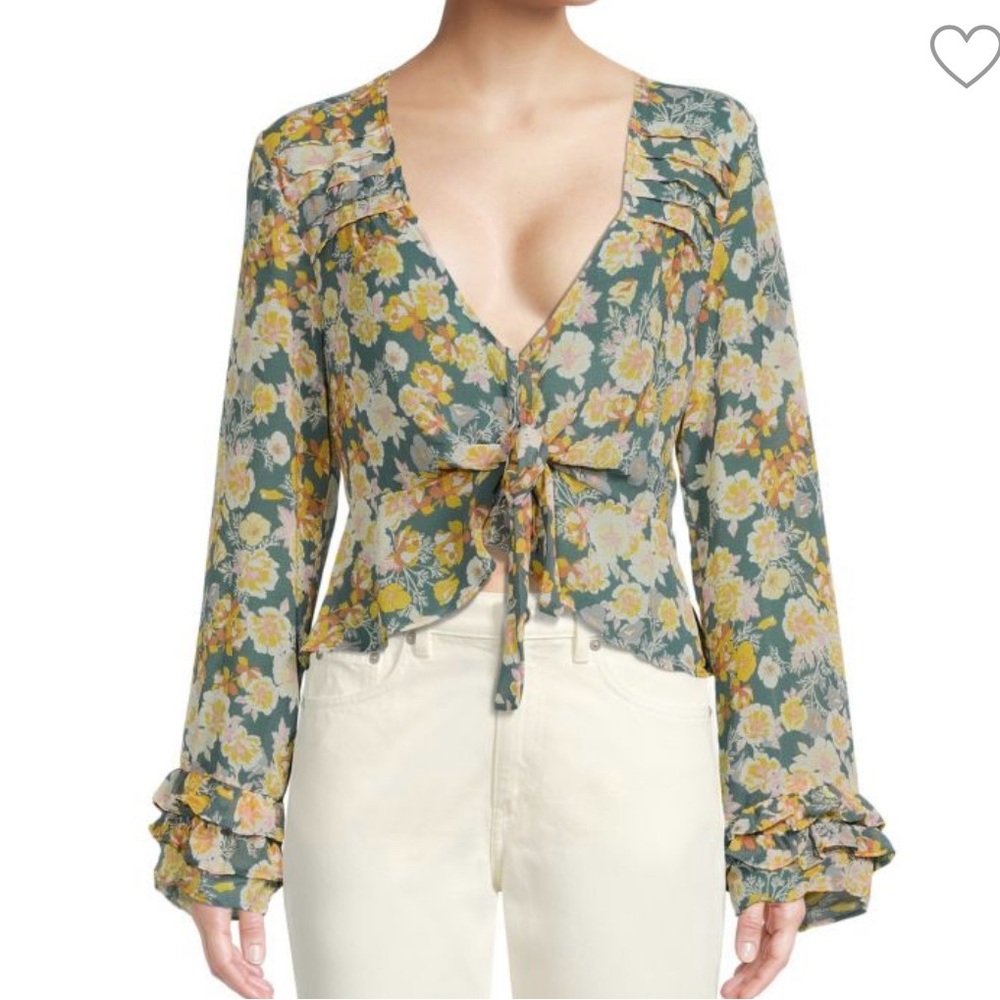 FREE PEOPLE Maybel Floral Print Blouse size medium